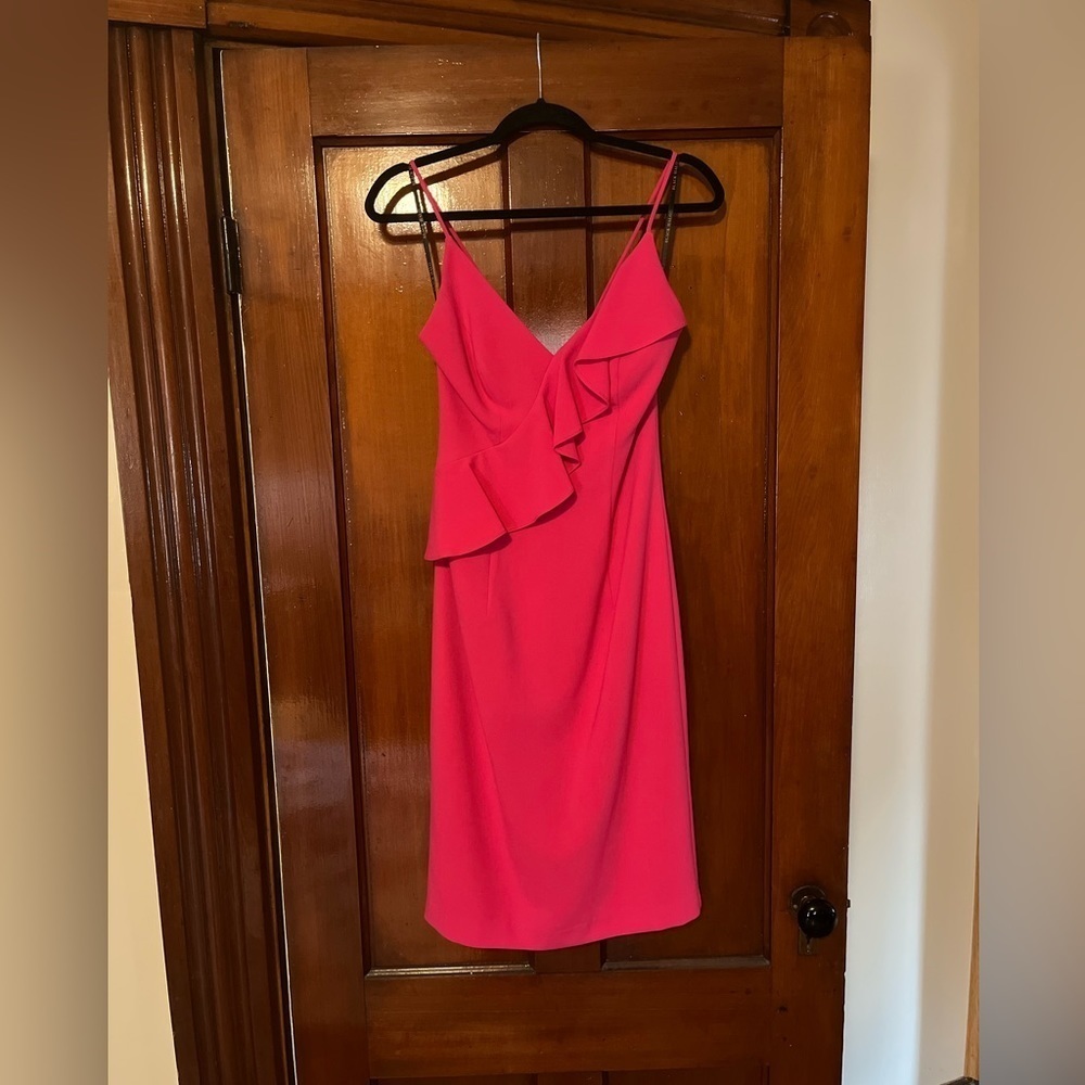 BLACK Halo Leni sheath pink ruffle dress - Picture 2 of 4